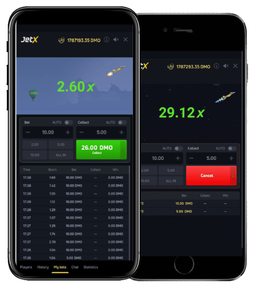 jetx app with a lot of options on the screen