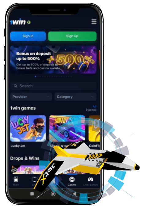 1win casion site on mobile phone