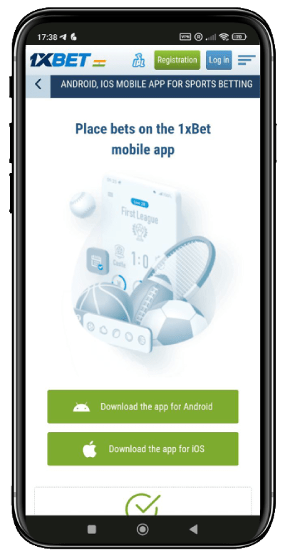 screenshot of 1xbet casino app