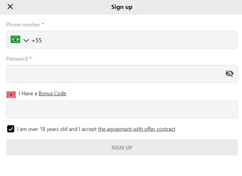 Screenshot of the Parimatch registration form